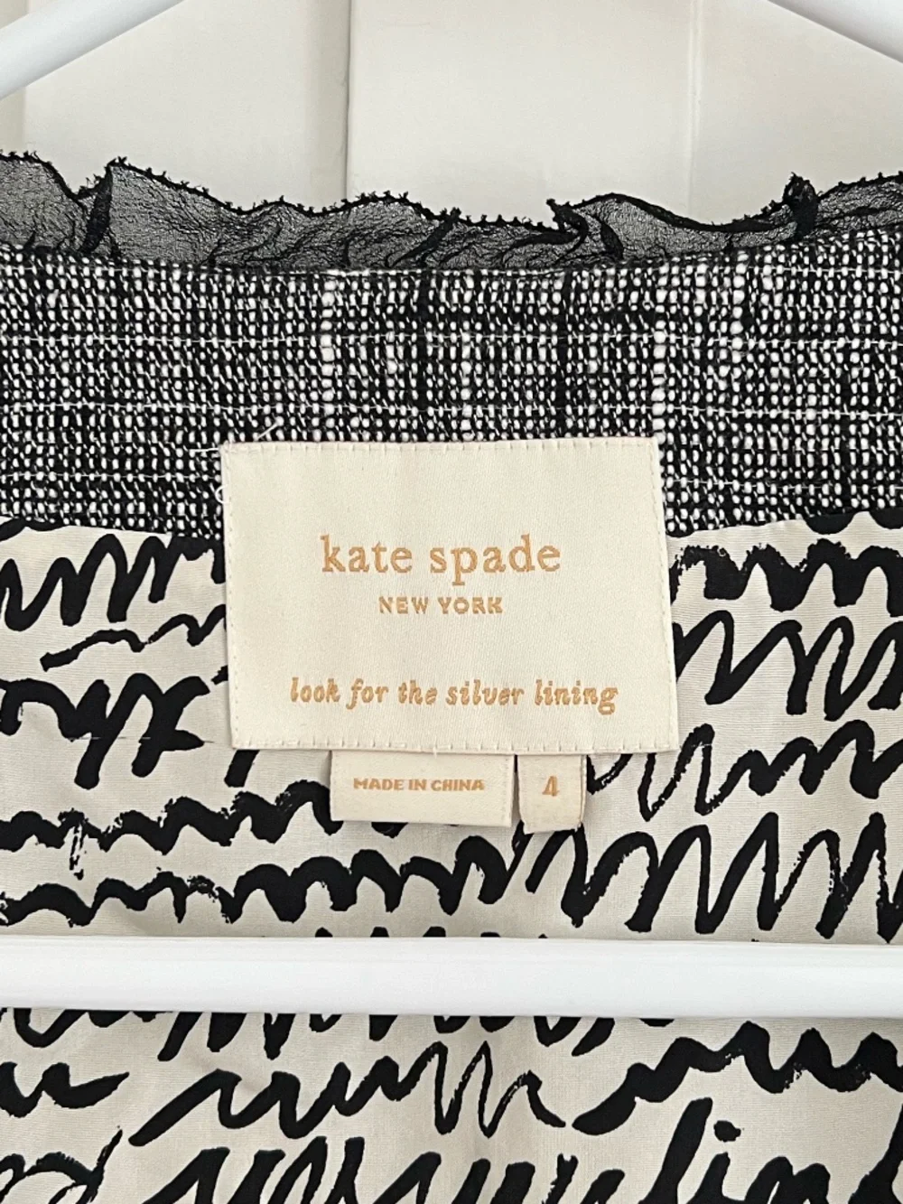Kate Spade Black Tweed Cropped Short Sleeve Jacket Bow Size 4